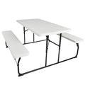 Biotree Indoor and Outdoor Folding Picnic Table Bench Set with Wood-like Texture, White
