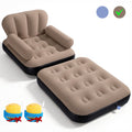 Biotree Inflatable Sofa Bed, 5-in-1 Foldable Thickened Flocked PVC Blow up Sofa with 2 Pumps, Air Couch Mattress for Camping,Brown