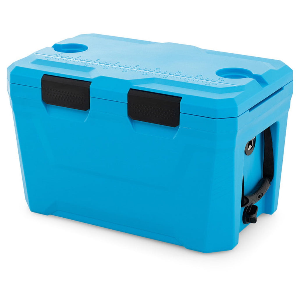 Biotree Insulated Portable Cooler Hard Shell Ice Chest with 2 Cup Holders Bottle Opener and Drain Plug, 37 Qt, Blue