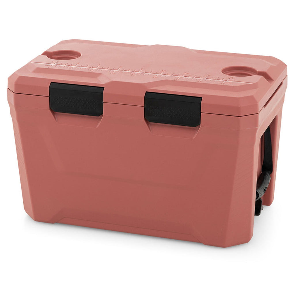 Biotree Insulated Portable Cooler Hard Shell Ice Chest with 2 Cup Holders Bottle Opener and Drain Plug, 37 Qt, Pink
