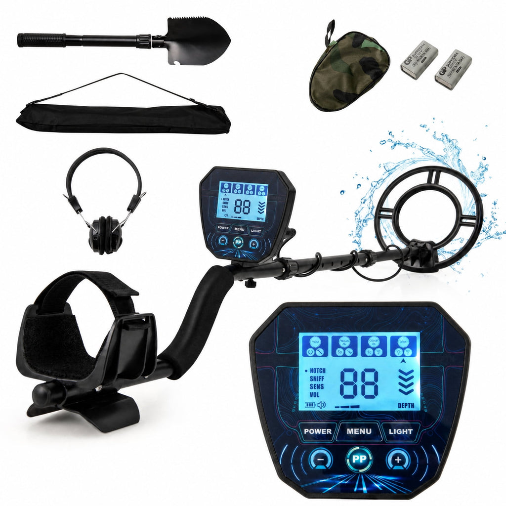 Biotree Metal Detector with Backlit LCD, 4 Detection Modes, 10-Inch Detection Depth, Waterproof 9.5-Inch Coil and Accessories, Black