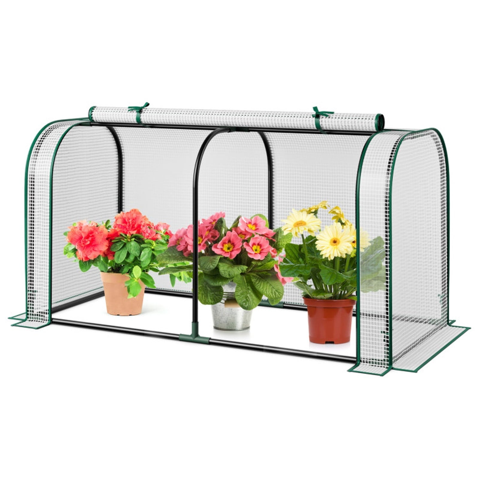 Biotree Mini Tunnel Greenhouse with Roll-up Zipper Door for Outdoor Garden Backyard Patio Vegetables Flowers, White