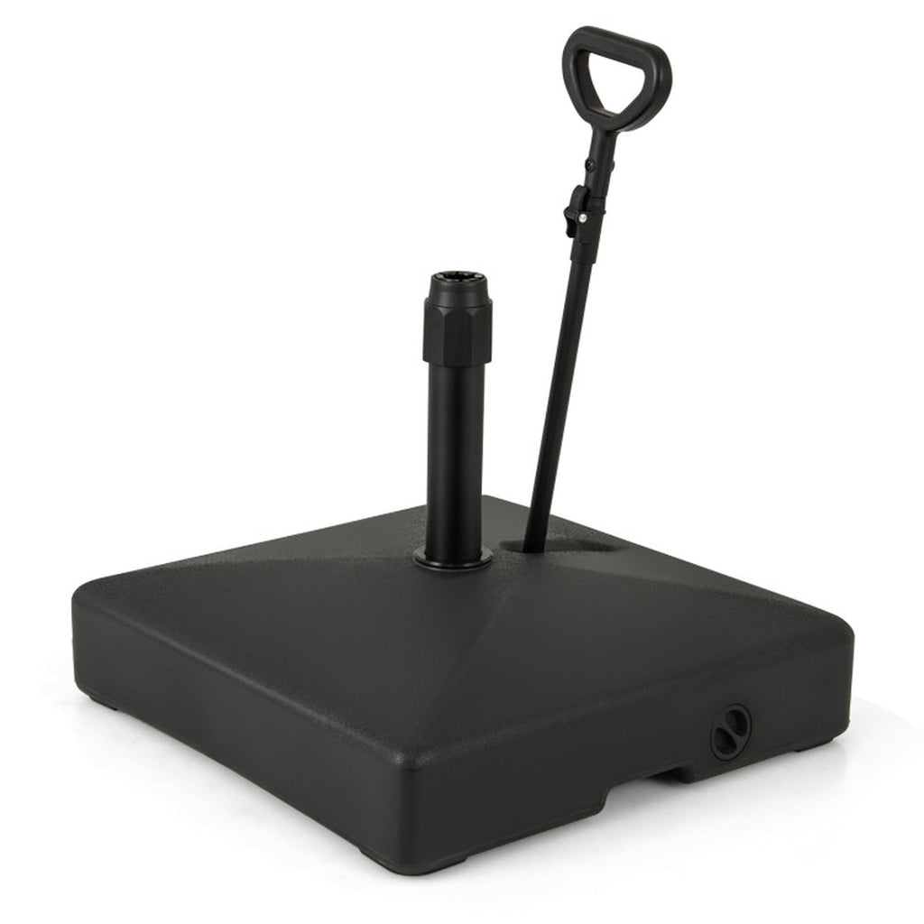 Biotree Mobile Patio Umbrella Base Water Sand Fillable Market Table Umbrella Stand with 3 Wheels-Black