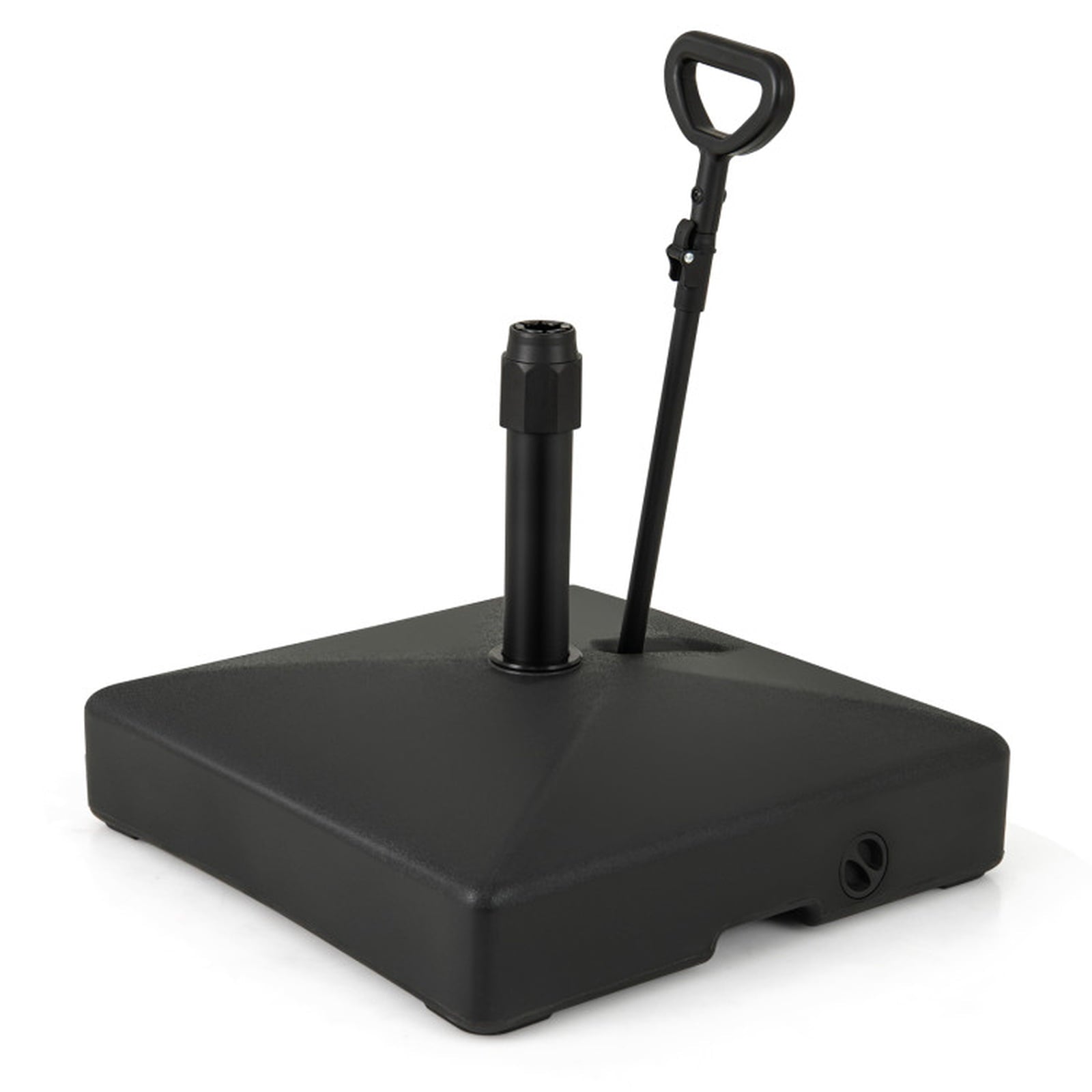 Biotree Mobile Patio Umbrella Base Water Sand Fillable Market Table Umbrella Stand with 3 Wheels-Black