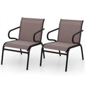 Biotree Modern Patio Chairs Set of 2 with Breathable Fabric for Porch Stackable Patio Chair for Garden BackyardCoffee