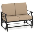 Biotree Outdoor 2-Person Glider Rocking Chair Loveseat with Thick Cushions and Metal Frame Stackable Patio Chair for Garden BackyardBrown