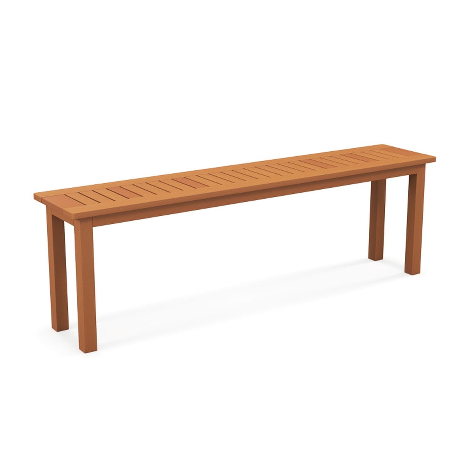 Biotree Outdoor 59 Inch Long Patio Dining Backless Wooden Bench with Teak Oil Finish Stackable Patio Chair for Garden BackyardNatural