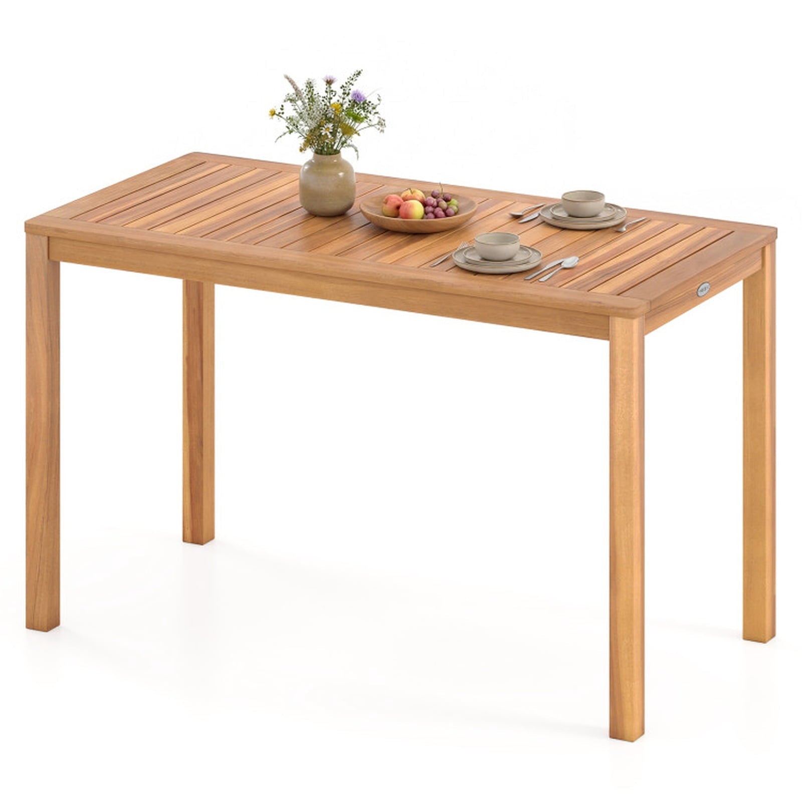 Biotree Outdoor Acacia Wood Dining Table with Slatted Tabletop for 4-6, Natural