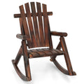 Biotree Outdoor Adirondack Rocking Chair for Adults Solid Wood Porch Rocker Stackable Patio Chair for Garden BackyardBrown