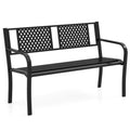 Biotree Outdoor Bench Metal Loveseat Patio Bench for 2-3-Person Stackable Patio Chair for Garden BackyardBlack