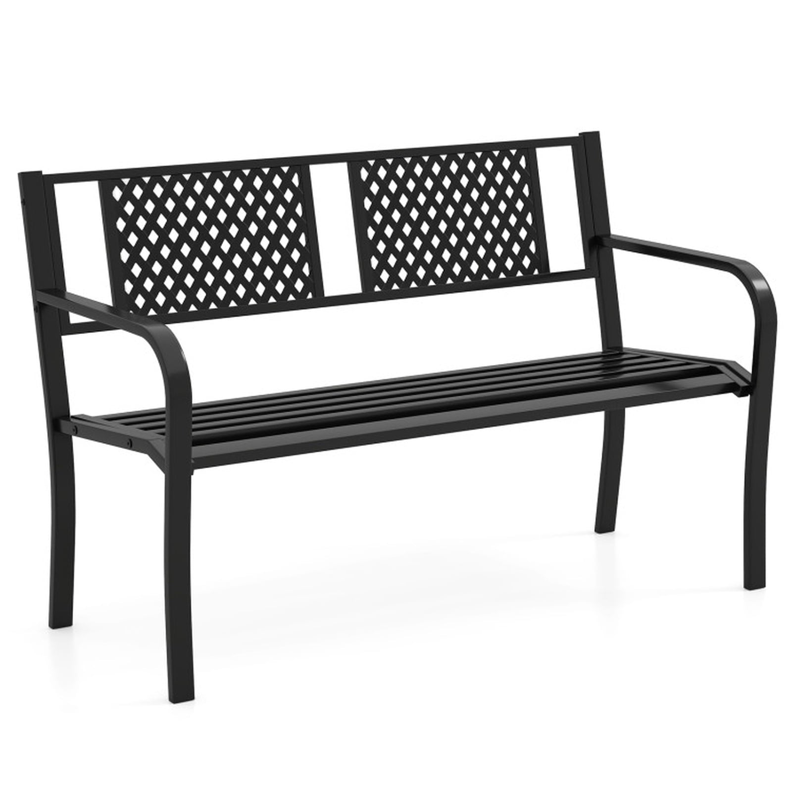 Biotree Outdoor Bench Metal Loveseat Patio Bench for 2-3-Person Stackable Patio Chair for Garden BackyardBlack