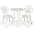 Biotree Outdoor Cast Aluminum Patio Furniture Set with Rose Design Outdoor Conversation Set for Garden Backyard PorchWhite
