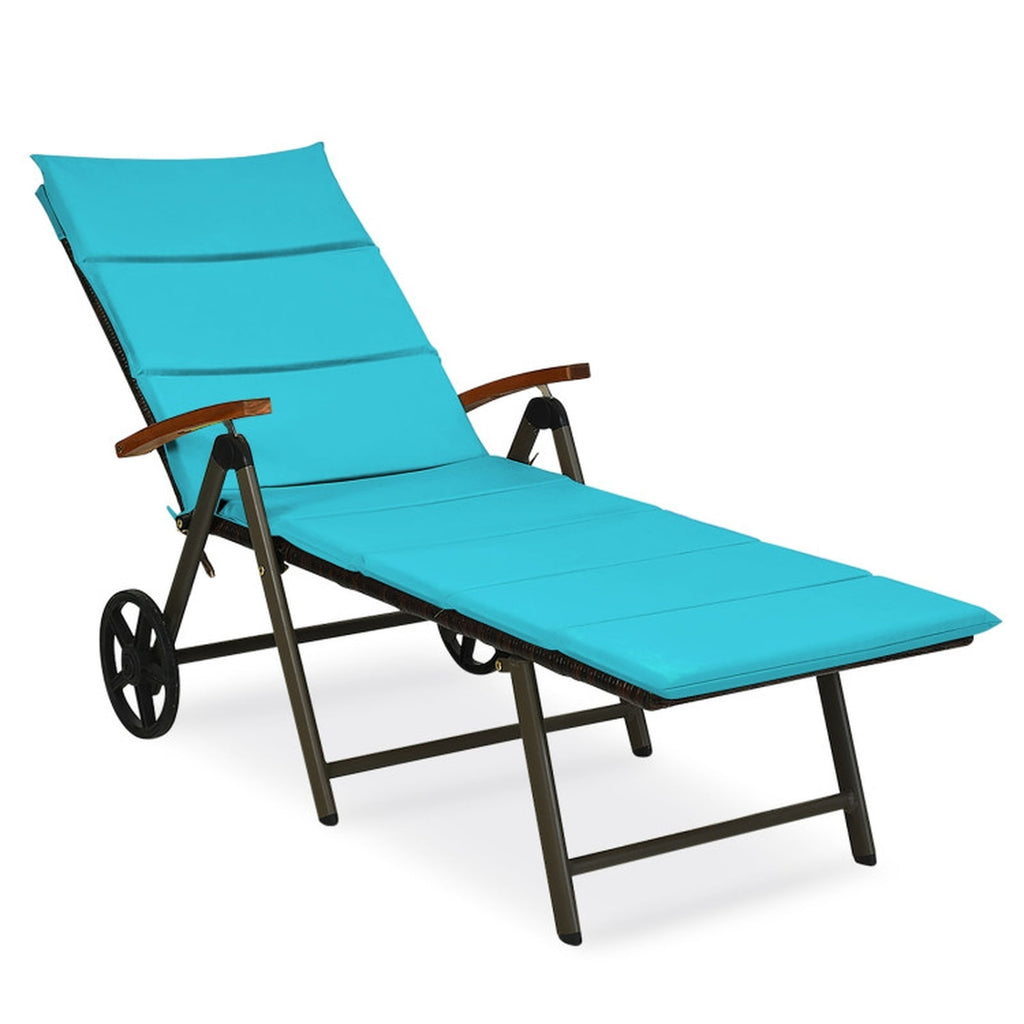 Biotree Outdoor Chaise Lounge Chair Rattan Lounger Recliner Chair Stackable Patio Chair for Garden BackyardTurquoise