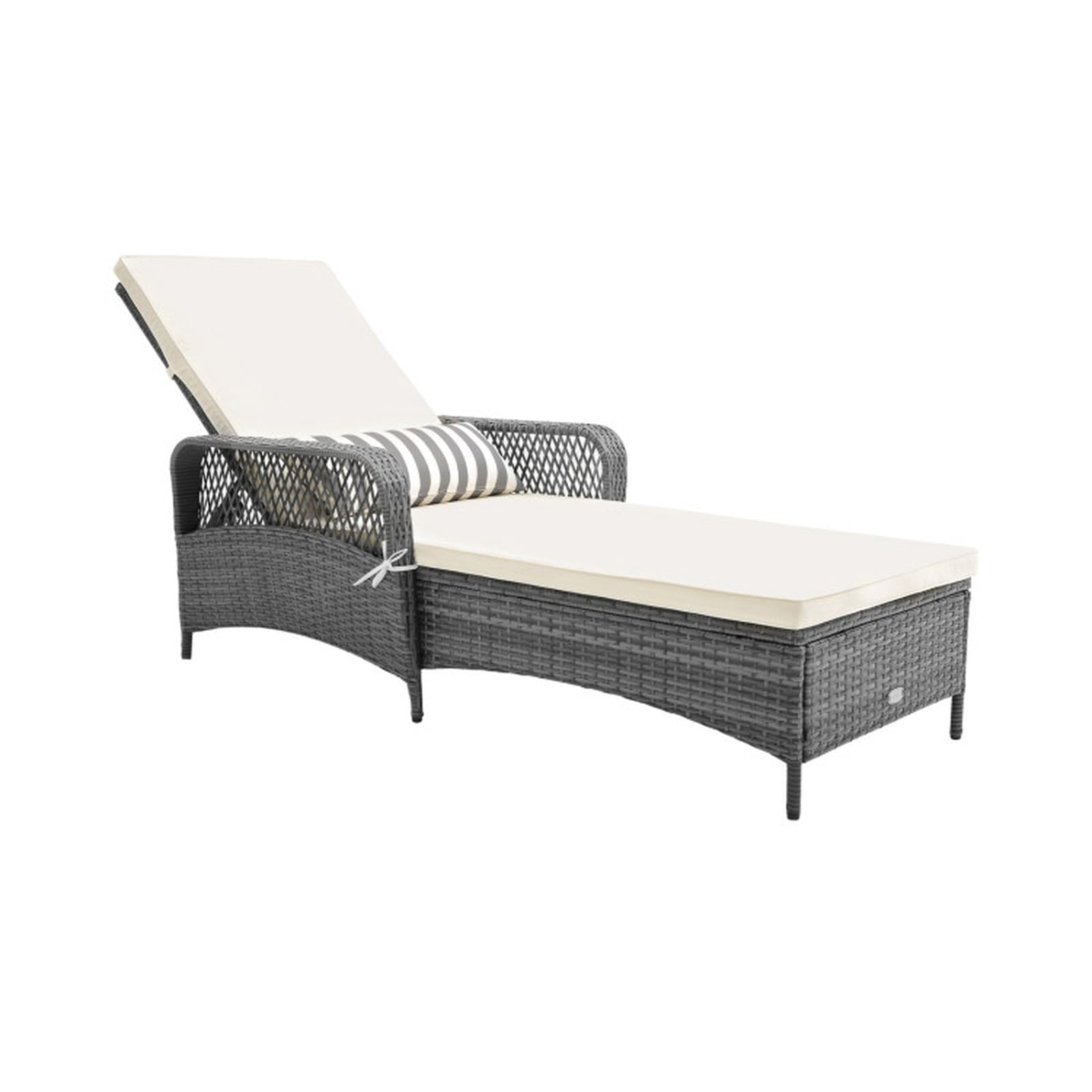 Biotree Outdoor Chaise Lounge Chair Recliner with 6-Level Backrest Cushion and PillowMix Gray/Gray