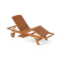 Biotree Outdoor Chaise Lounge Chair with Wheels 4-Position Patio Wood Recliner with Adjustable BackrestNatural