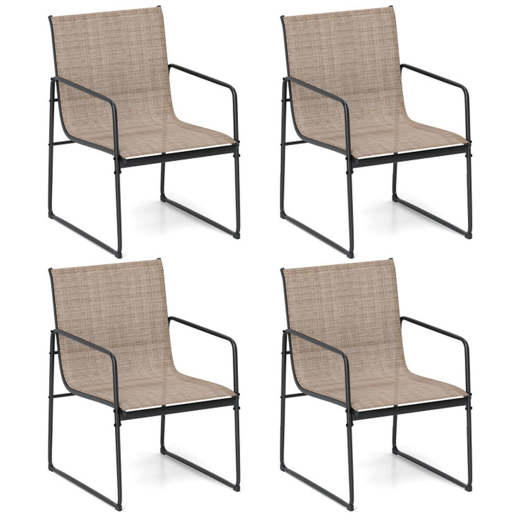Biotree Outdoor Dining Chairs Set of 4 Patio Furniture Chair with Breathable Seat and BackrestBrown