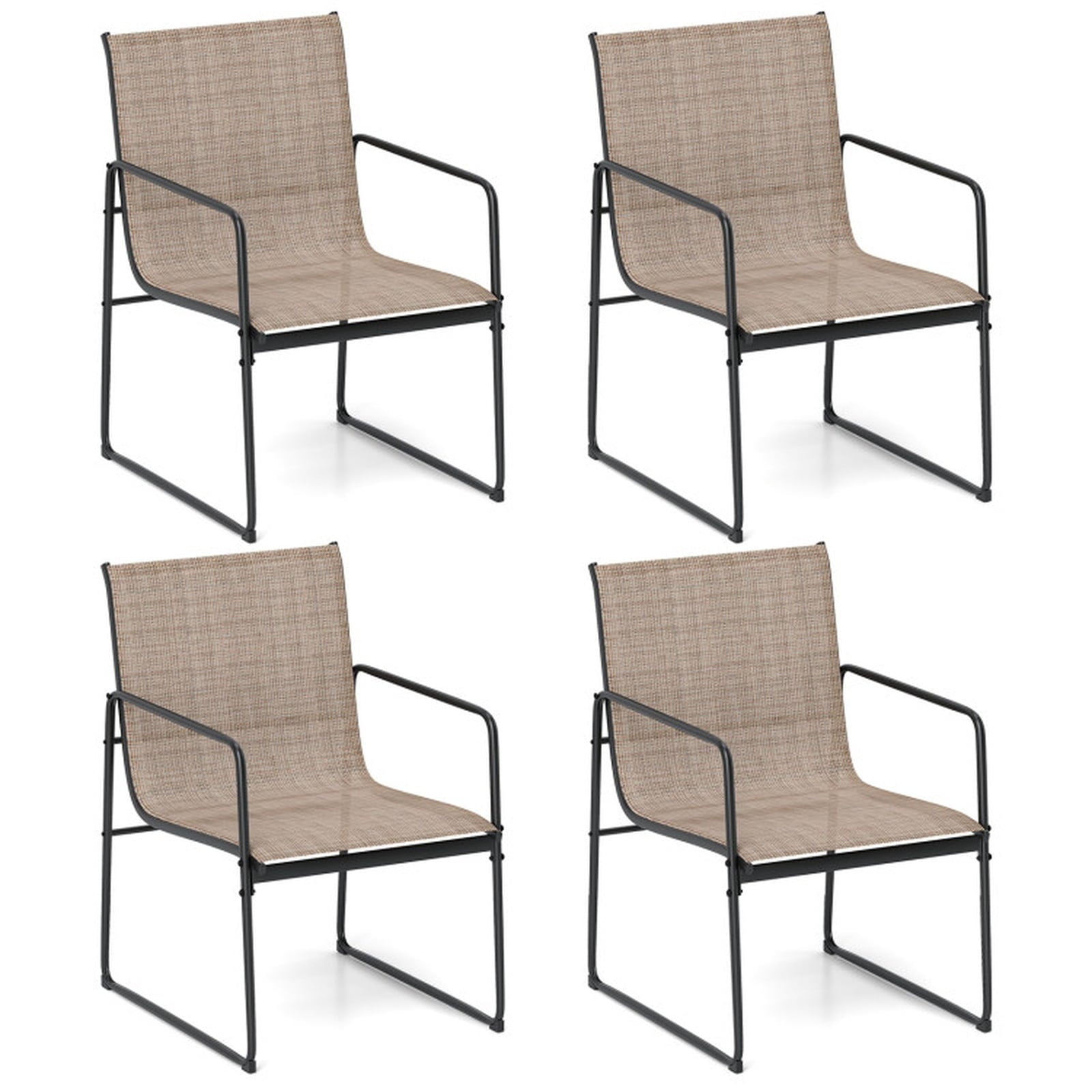 Biotree Outdoor Dining Chairs Set of 4 Patio Furniture Chair with Breathable Seat and BackrestBrown