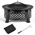 Biotree Outdoor Fire Pit with BBQ Grill and High for Outdoor Patio Backyard Garden Camping, Black