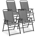 Biotree Outdoor Folding Sling Chairs Set of 4 with Armrest and Backrest Stackable Patio Chair for Garden BackyardGray