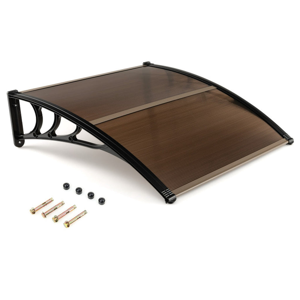 Biotree Outdoor Front Door Patio Overhang Awning for Sunlight Rain Snow Wind Protection-40 x 40 Inch for Patio Deck Door Window Sun Rain Protection, Coffee