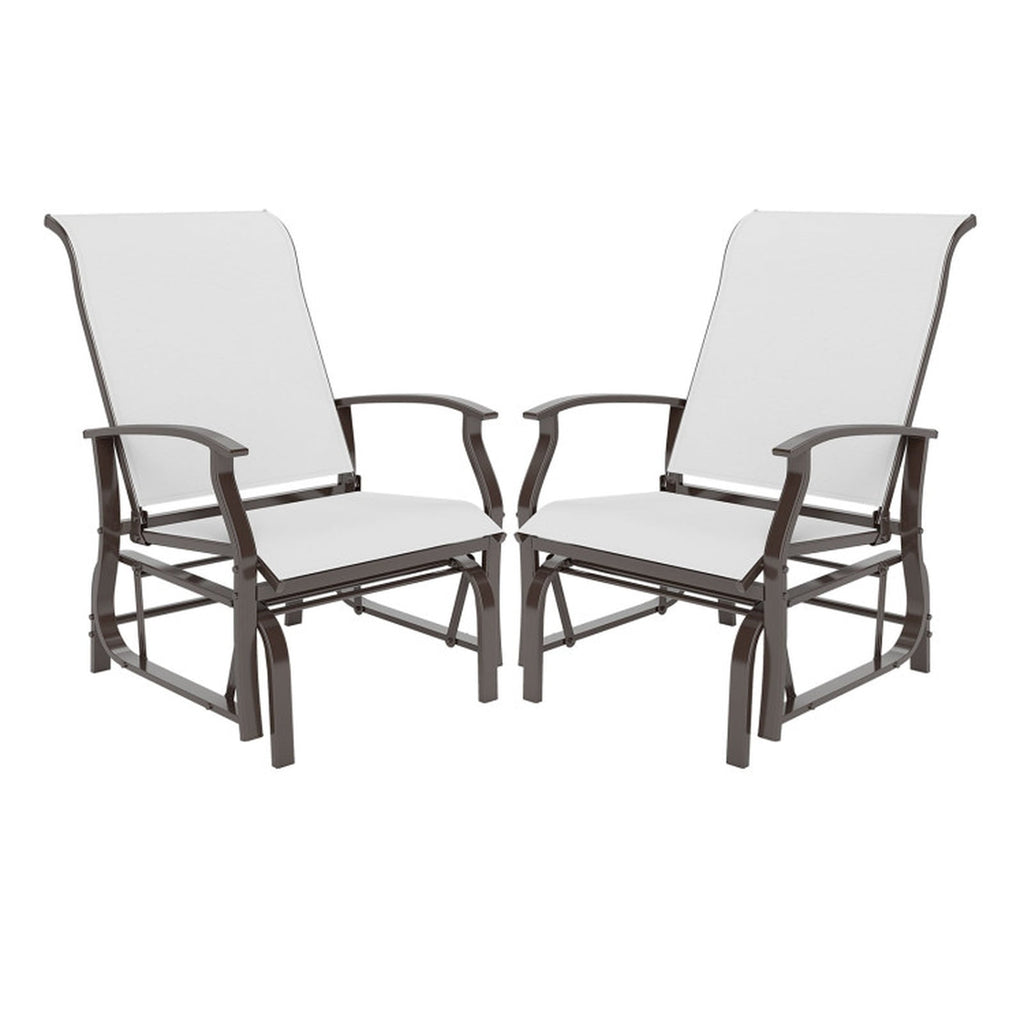 Biotree Outdoor Glider Chairs Set of 2 with Ergonomic Backrest and Seat Stackable Patio Chair for Garden BackyardBeige