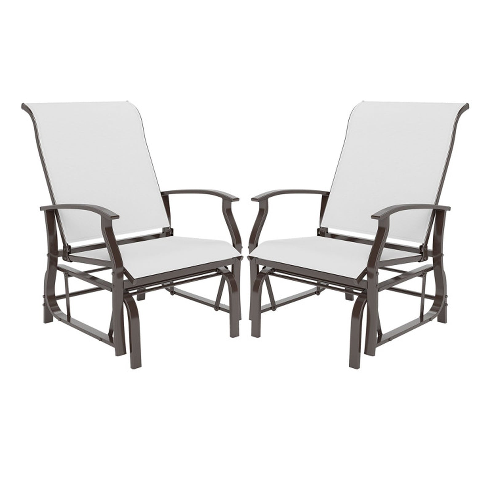 Biotree Outdoor Glider Chairs Set of 2 with Ergonomic Backrest and Seat Stackable Patio Chair for Garden BackyardBeige