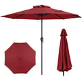 Biotree Outdoor Heavy Duty Market Umbrella with Crank Handle and 8 Sturdy Ribs-Red Walnut - Outdoor Patio Garden Sun Shade