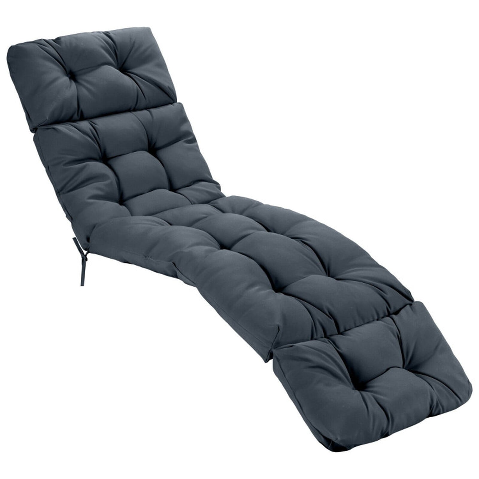 Biotree Outdoor Lounge Chaise Cushion with String Ties for Garden Poolside Comfortable Patio Chair Cushion PadGray