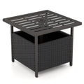Biotree Outdoor Patio Rattan Wicker Steel Side Deck Table, Dark Brown