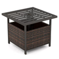 Biotree Outdoor Patio Rattan Wicker Steel Side Deck Table, Mix Brown