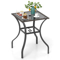 Biotree Outdoor Patio Square Bar Table with Glass Top and PE Rattan Edging, Brown - Outdoor Bar Height Dining Table for Patio Deck