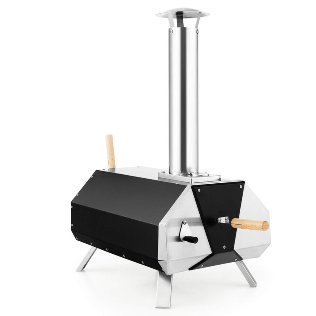 Biotree Outdoor Pizza Oven with Pizza Stone and Foldable Legs for Camping for Outdoor Backyard Camping Patio BBQ, Black
