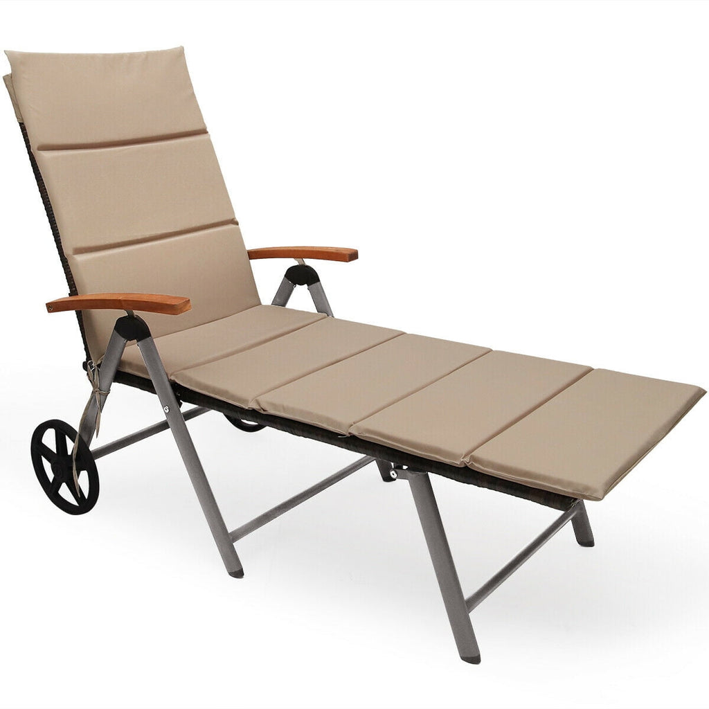 Biotree Outdoor Rattan Chaise Lounge with Adjustable Backrest
