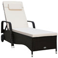 Biotree Outdoor Recliner Cushioned Chaise Lounge with Adjustable Backrest Stackable Patio Chair for Garden BackyardWhite/White Red