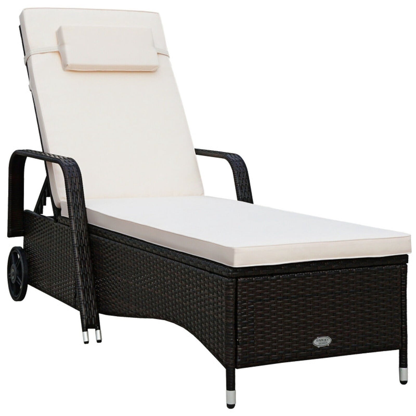 Biotree Outdoor Recliner Cushioned Chaise Lounge with Adjustable Backrest Stackable Patio Chair for Garden BackyardWhite/White Red