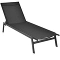 Biotree Outdoor Reclining Chaise Lounge Chair with 6-Position Adjustable Back Stackable Patio Chair for Garden BackyardBlack