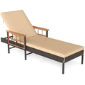 Biotree Outdoor Reclining Lounger Chair with 4-Level Adjustable Backrest Stackable Patio Chair for Garden BackyardBeige