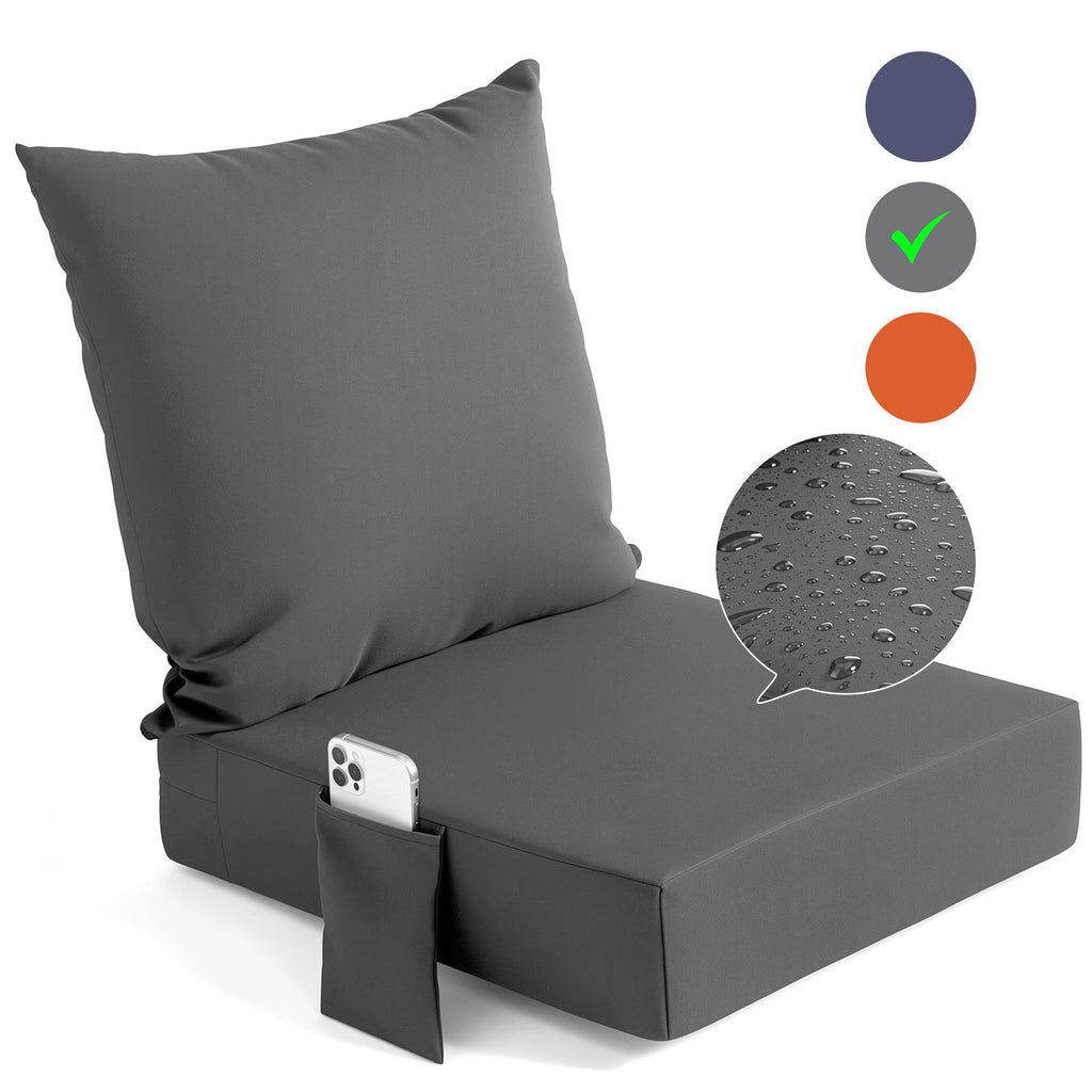 Biotree Outdoor Seat Cushions for Chairs,Waterproof Fade-Resistant Patio Furniture Replacement Cushions with Removable Cover,Gray