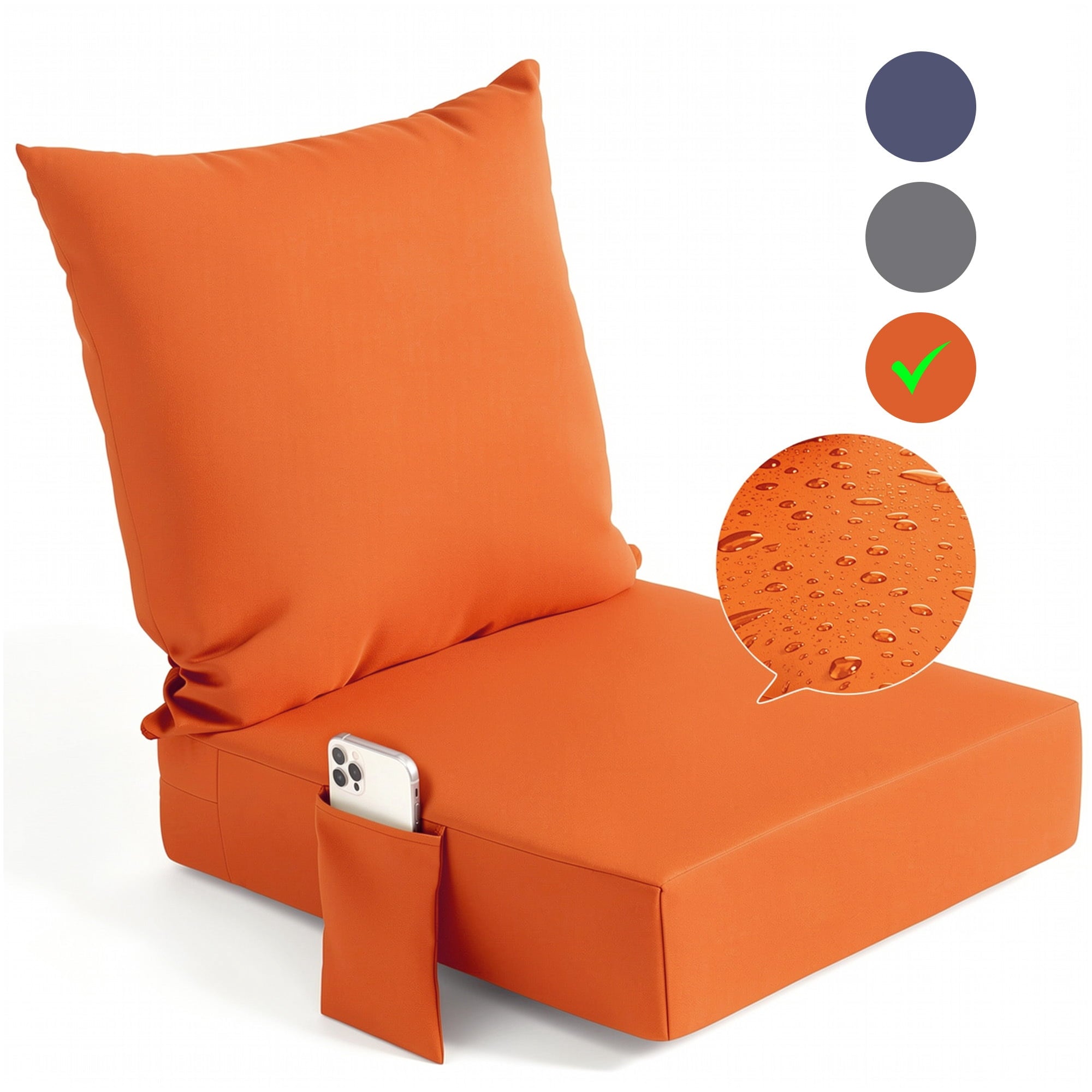 Biotree Outdoor Seat Cushions for Chairs,Waterproof Fade-Resistant Patio Furniture Replacement Cushions with Removable Cover,Orange
