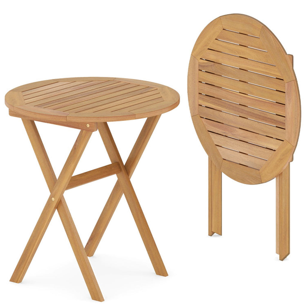Biotree Outdoor Side Table with Slatted Tabletop and X-Shaped Structure, Natural