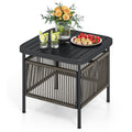 Biotree Outdoor Side Table with Umbrella Hole and Storage Shelf, Black