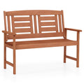 Biotree Outdoor Solid Wood Loveseat Hardwood 2-Seat Bench with Inclined Backrest and Slatted SeatTeak