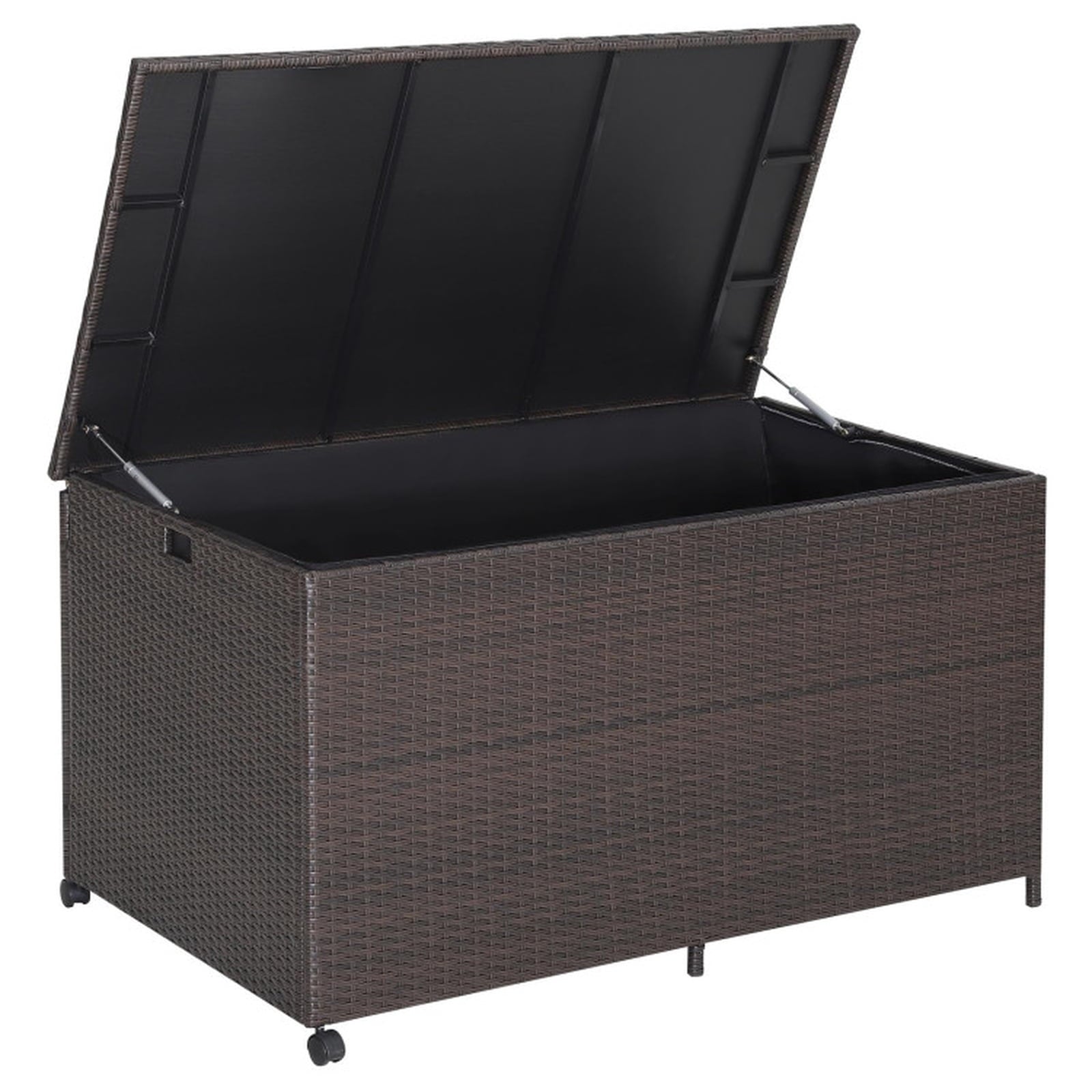 Biotree Outdoor Wicker Storage Box with Zippered Liner-133 Gallon Outdoor Waterproof for Patio Deck Garden Cushions, Brown