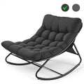 Biotree Oversized Outdoor Rocking Chair,Patio Rocker with Thick Cushion, Weather Resistant Mesh Rocking Chair for Porch, Backyard, Garden,Steel Frame,Black