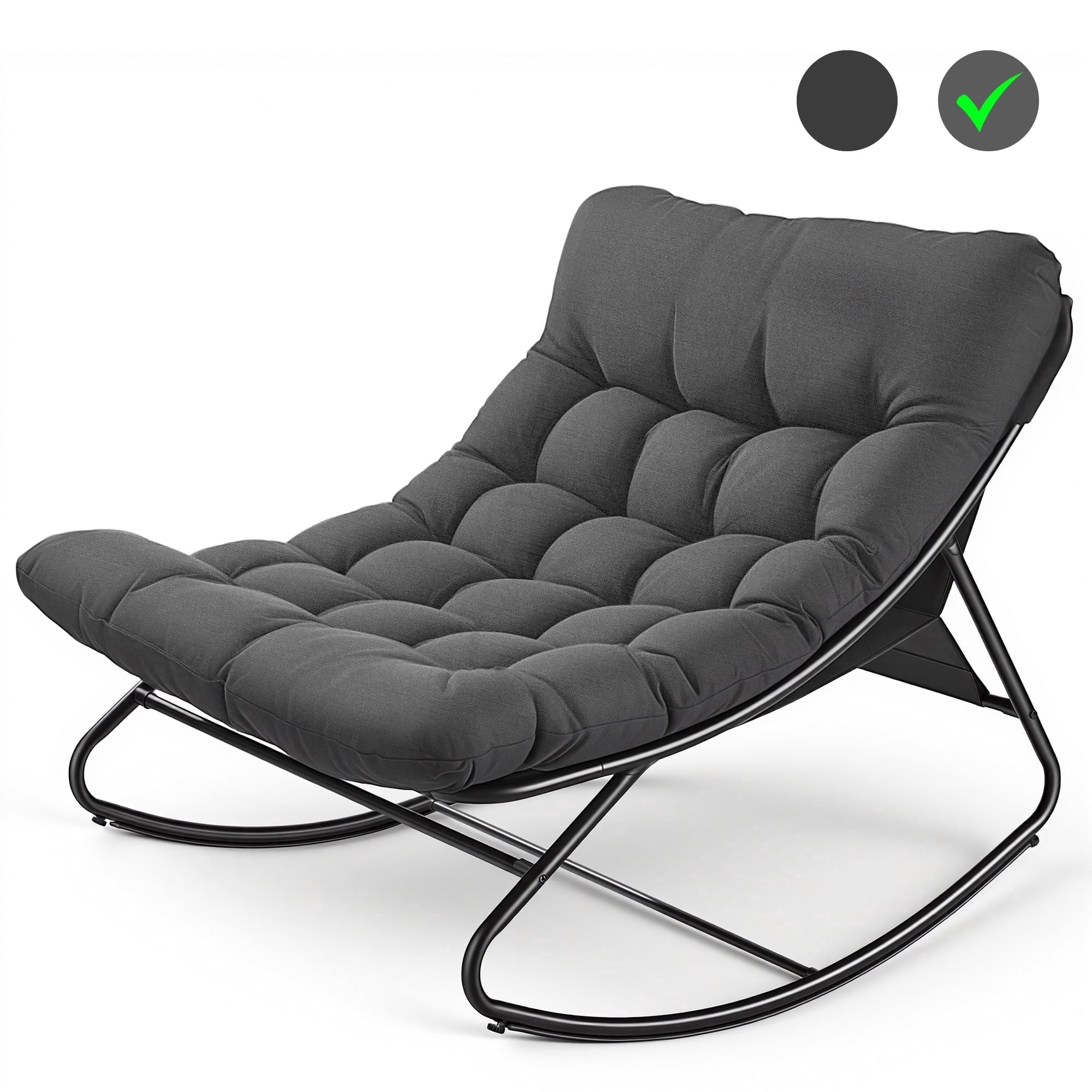 Biotree Oversized Outdoor Rocking Chair,Patio Rocker with Thick Cushion, Weather Resistant Mesh Rocking Chair for Porch, Backyard, Garden,Steel Frame,Gray