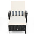 Biotree PE Rattan Chaise Lounge Chair with Adjustable Pillow-Black