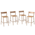 Biotree Patio Barstools Set of 4 with Rattan Seat and Metal Backrest Stackable Patio Chair for Garden BackyardLight Brown