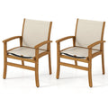 Biotree Patio Chairs Set of 2 Acacia Wood Armchairs with Breathable Fabric Back and Seat Stackable Patio Chair for Garden BackyardYellow