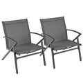 Biotree Patio Chairs Set of 2 Lawn Chairs with Heavy Duty Metal Frame Stackable Patio Chair for Garden BackyardGrey