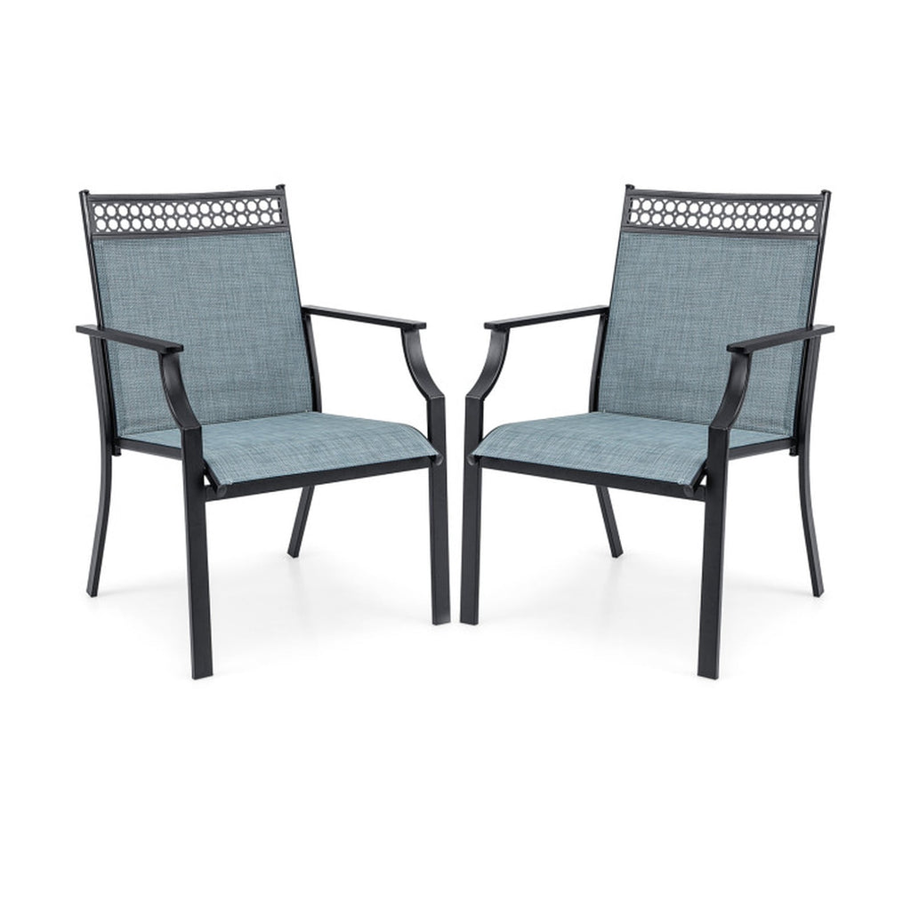 Biotree Patio Chairs Set of 2 with All Weather Breathable Fabric Stackable Patio Chair for Garden BackyardBlue